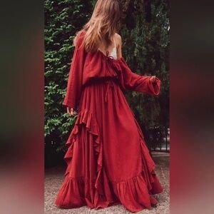 Free People Shore Chic Maxi Dress In Burnt Henna Red